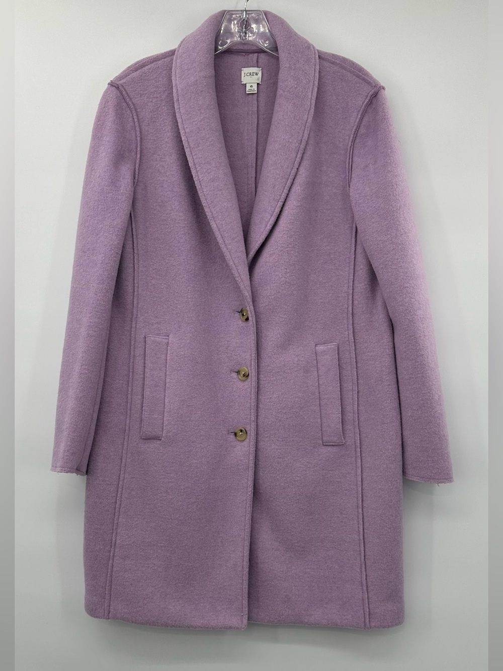 J.Crew Boiled Wool Lavender Car Coat size 6 NWOT
